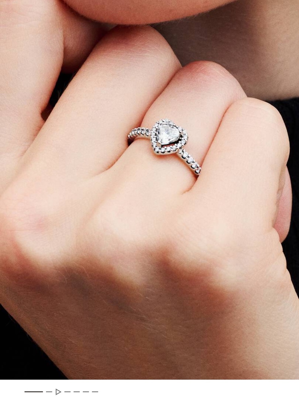 Pandora Silver Heart Halo Ring with Clear Stone